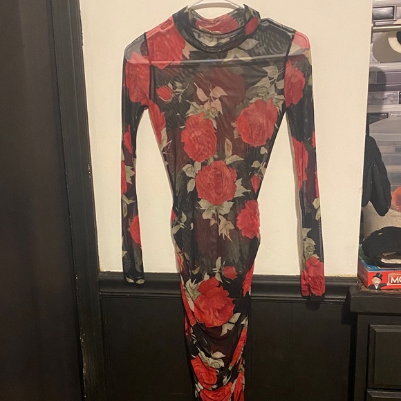 Floral Mesh Long Sleeve Dress - Picture 1 of 1